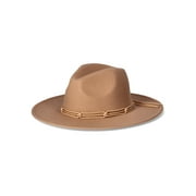 TIme and Tru Women's Fedora Hat, Solid Color, Rope Trim Detail, Made of Polyester, Medium Tan