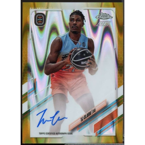 TJ Clark 2021-22 Topps Chrome Overtime Elite Auto Gold Wave Refractor #CATC1