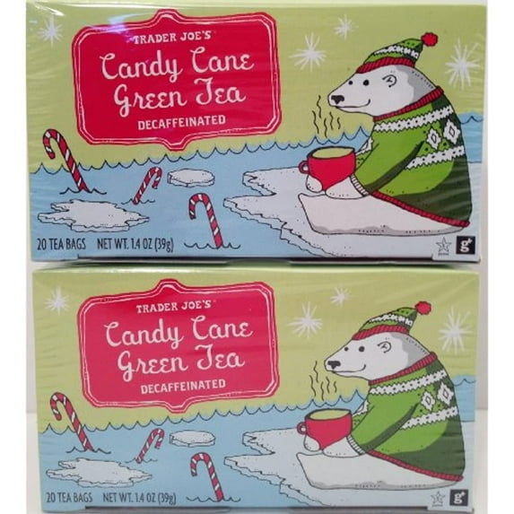 TJ Decaffeinated Candy Cane Green Tea - 20 Tea Bags - 2 Pack
