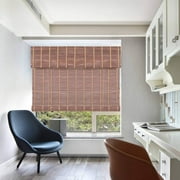 TJ Global Bamboo Roll Up Window Blind Sun Shade, Light Filtering Roller Shades with Valence Dark Brown, 32" x 64"