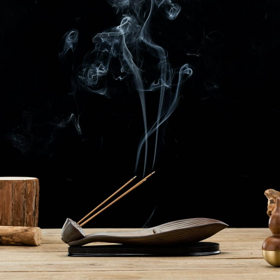 TJ Global Ceramic Lotus Leaf Incense Burner, Incense Stick and Cone Holder, Ash Catcher Tray with Stable Base