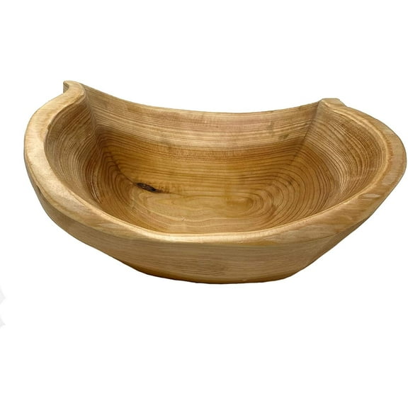 TJ Global Handmade Wood Bowl Rectangular shape Handcarved Natural Root Wood Crafts Bowl Fruit Salad Serving Bowls, Large (v)