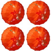 TJ Global PACK OF 4 Japanese Chinese 33" Umbrella Parasol For Wedding Parties, Photography, Costumes, Cosplay, Decoration And Other Events - 4 Umbrellas Red