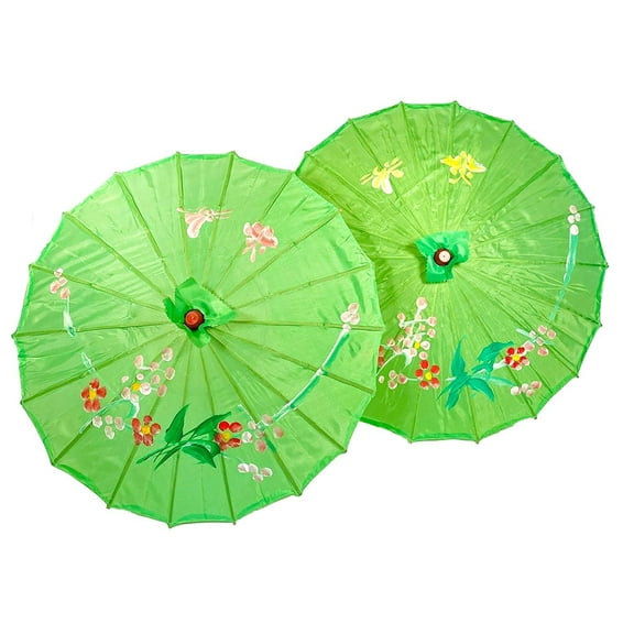 TJ Global PACK OF 2 Japanese Chinese 33" Umbrella Parasol For Wedding Parties, Photography, Costumes, Cosplay, Decoration And Other Events - 2 Umbrellas (Green)