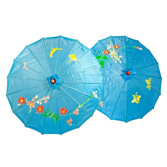TJ Global PACK OF 2 Japanese Chinese 33" Umbrella Parasol For Wedding Parties, Photography, Costumes, Cosplay, Decoration And Other Events - 2 Umbrellas (Light Blue)