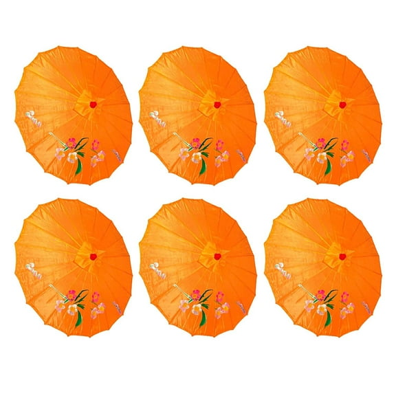 TJ Global PACK OF 6 Japanese Chinese 33" Umbrella Parasol For Wedding Parties, Photography, Costumes, Cosplay, Decoration And Other Events - 6 Umbrellas (Orange)