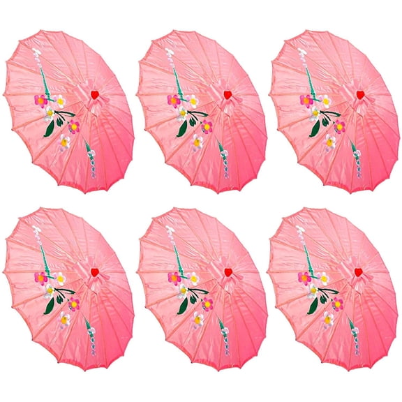 TJ Global PACK OF 6 Japanese Chinese 33" Umbrella Parasol For Wedding Parties, Photography, Costumes, Cosplay, Decoration And Other Events - 6 Umbrellas (Pink)