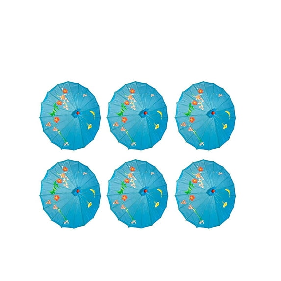 TJ Global PACK OF 6 Japanese Chinese Kids Size 22" Umbrella Parasol For Wedding Parties, Photography, Costumes, Cosplay, Decoration And Other Events - 6 Umbrellas (Light Blue)