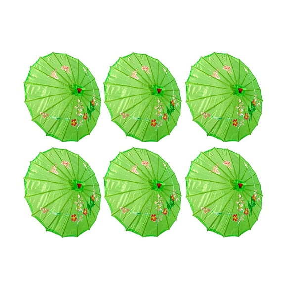 TJ Global PACK OF 6 Japanese Chinese Kids Size 22" Umbrella Parasol For Wedding Parties, Photography, Costumes, Cosplay, Decoration And Other Events - 6 Umbrellas (Green)
