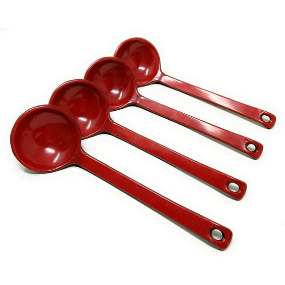 TJ Global Red and Black Melamine Japanese Long Handle Spoons for Ramen, Soup, Hot Pot Eating, Mixing, Stirring 8.25 Inches (4)