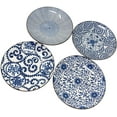 thumbnail image 1 of TJ Global Set of 4 Japanese Pottery Ceramic 6.8 Inch Plates for Any Meal and Dish, Japanese Dinnerware and Tableware with Traditional Blue Design POR607, 1 of 9