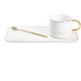 thumbnail image 1 of TJ Gobal Porcelain Coffee Mug, Tea Cup with Saucer and Golden Spoon with Gold Scripted Love and Trim for Espresso, Hot Chocolate, Cappuccino, and Latte, 8 Oz. White, 1 of 6