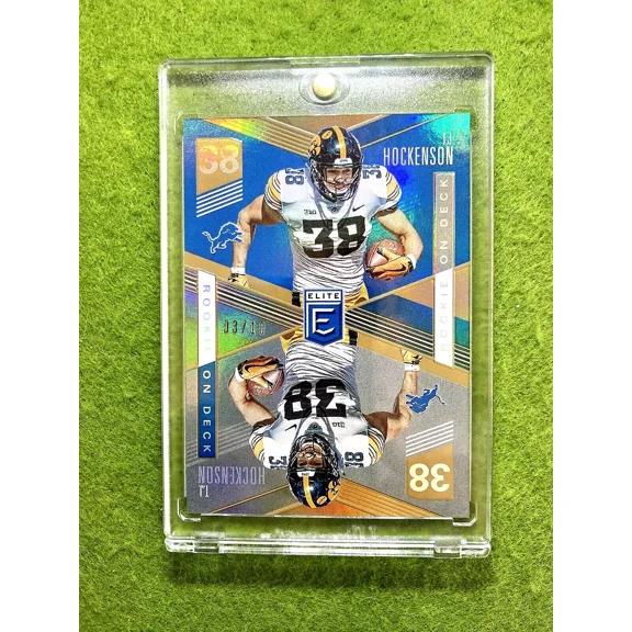 TJ Hockenson GOLD PRIZM ROOKIE ON DECK CARD #/10 SSP RC 2019 Elite MAKE AN OFFER