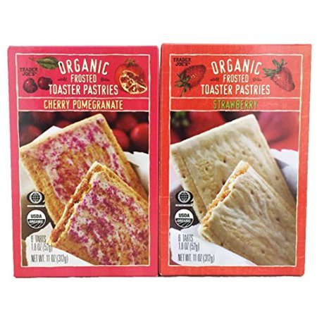 TJ Organic Frosted Toaster Pastries, Cherry Pomegranate & Strawberry 6 Tarts Each Flavor. 11 Oz Bundle