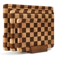 thumbnail image 1 of TJ POP 4-Piece Checkered Cutting Board Set, Wood Checkerboard Cutting Boards for Kitchen with Stand, Chopping Board Set with Juice Groove & Handle for Meat, Vegetables, Cheese & Serving, 1 of 8