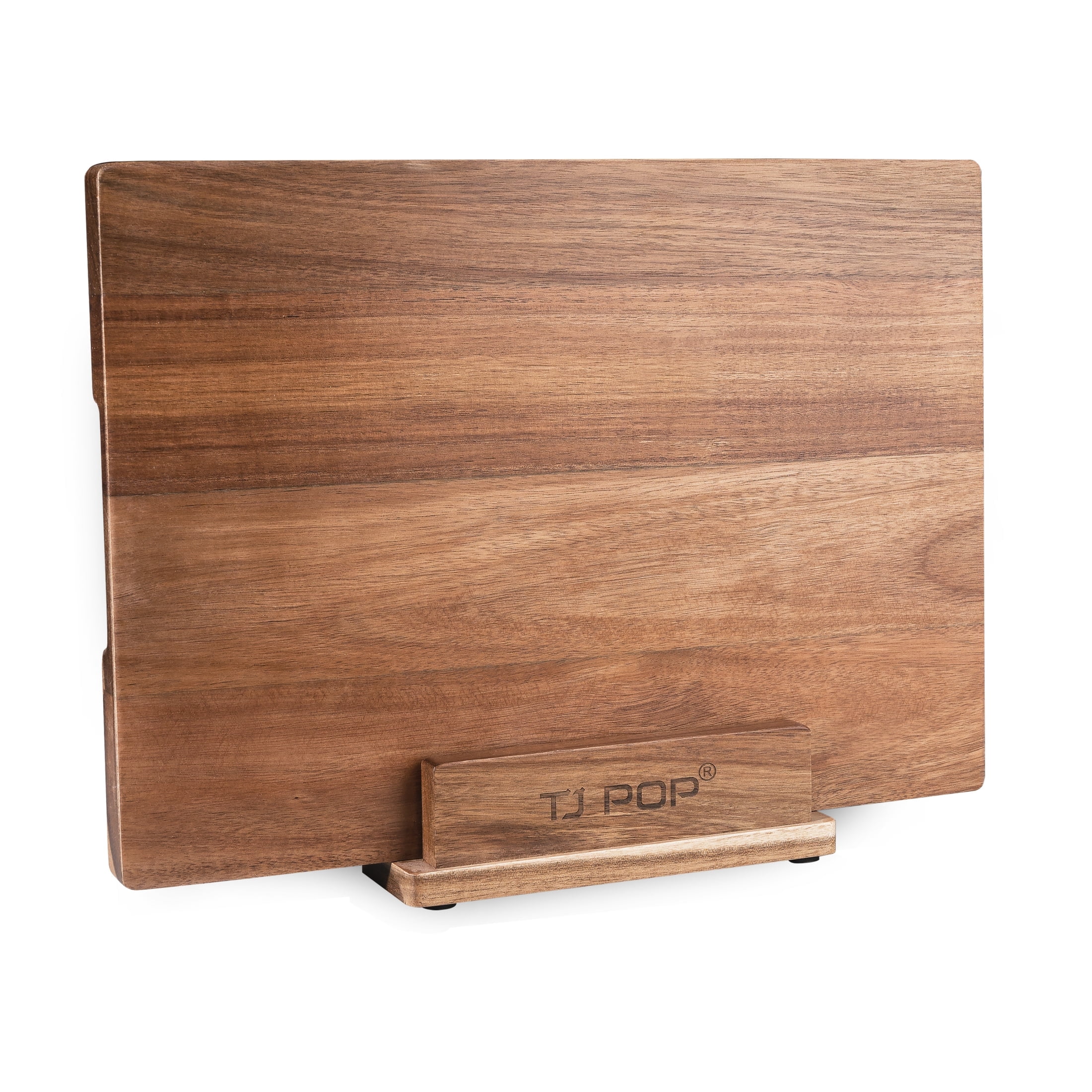 TJ POP Acacia Wood Chopping Board for Kitchen, Premium Wooden Cutting Board with Stand Organizer and Built-in Handles, 16 X 12 X 1 in