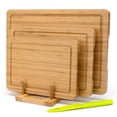 thumbnail image 1 of TJ POP 5-Piece  Bamboo  Cutting Board set , 3 PC Cutting Boards With Stand And Fruit Knife, 1 of 9