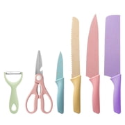 TJ POP Colorful Kitchen Knife Set 6 PCS, Colored Knives Set with Non-Stick Coating, Chef Boxed Knives Set for Cooking, Camping, Travel, Picnic, BBQ and RV