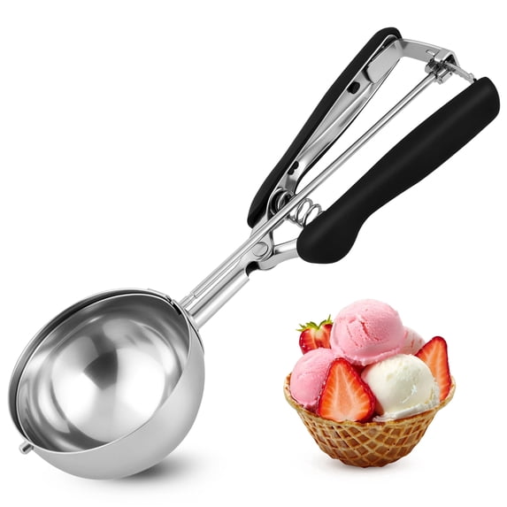 TJ POP Extra Large Ice Cream Scoop 80MM, Trigger Release Stainless Steel Cookie Scoop, Portion Scoop 5.28 oz/150ml, Commercial Food Disher, Cookie Dough, Cupcake Batter (10 Tablespoon)