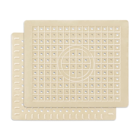 TJ POP Kitchen Sink Mat 2 pack, 12" x 10" Rectangular Sink Protector Pad, Fast-Draining Grid Design Liner, Dish Drying Mat, Beige