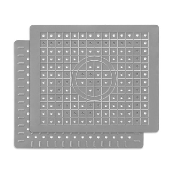 TJ POP Kitchen Sink Mat 2 Pack, 12" x 10" Rectangular Sink Protector Pad, Fast-Draining Grid Design Liner, Dish Drying Mat , Gray