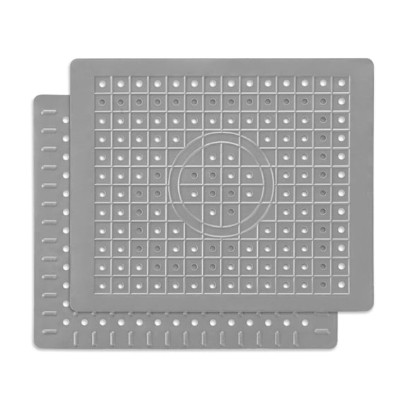 TJ POP Kitchen Sink Mat 2 Pack, 12" x 10" Rectangular Sink Protector Pad, Fast-Draining Grid Design Liner, Dish Drying Mat , Gray