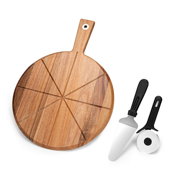 TJ POP  Pizza Peel,12 Inch Pizza Cutting Board Set With Pizza Cutter And Server