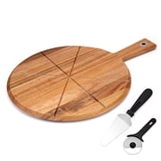 TJ POP 3-Pieces Pizza Peel Set,12 Inch Pizza Cutting Board Set With Pizza Cutter And Server