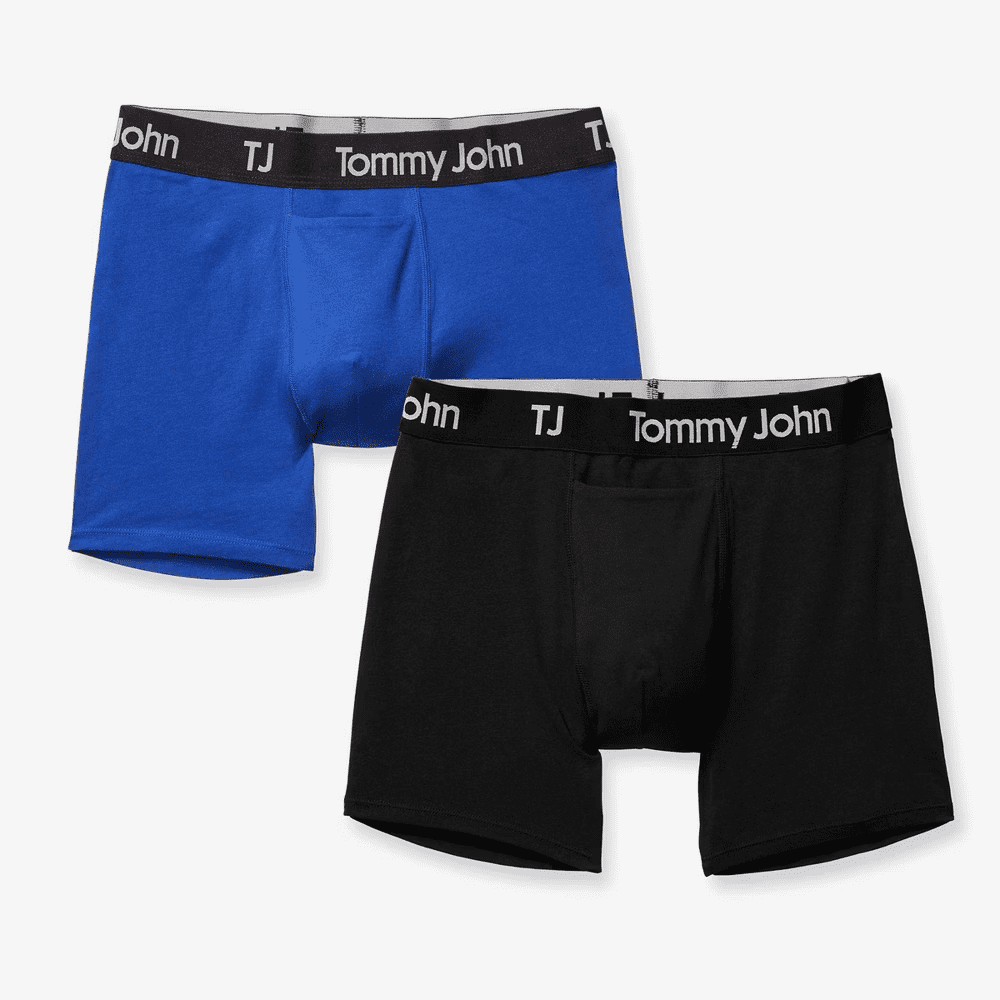 TJ | Tommy John Men's 4" Boxer Briefs 2pk - Mazarine Blue/Black, XXLarge