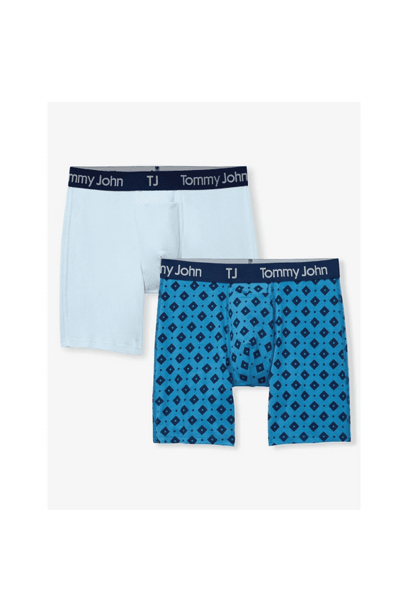 TJ | Tommy John Men's Diamond Print 6" Boxer Briefs 2pk - Blue, Small
