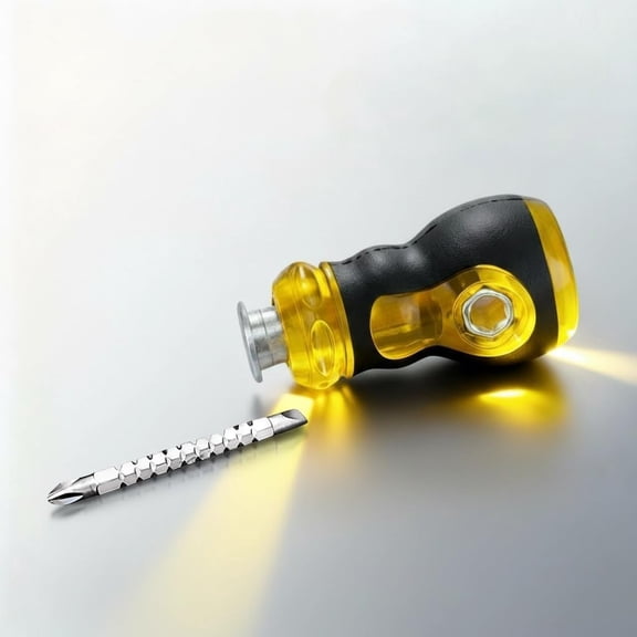 TJ Tool Short Screwdriver, 2-in-1 PH #2 Stubby Screwdriver with 1/4-Inch Phillips, Slotted, Extended T-Handle