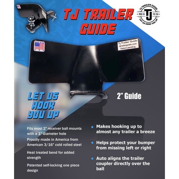 TJ Trailer Guide 2" Trailer Coupler Alignment Hitch & Towing Parts & Sets 2000 LBS Towing Capacity
