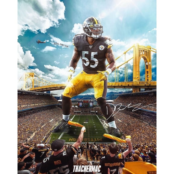 TJ Watt Football Wall Art Number Fifty Five Defensive Athlete Stadium Power Scene Sports Decor Size 24x36 Unframed Poster