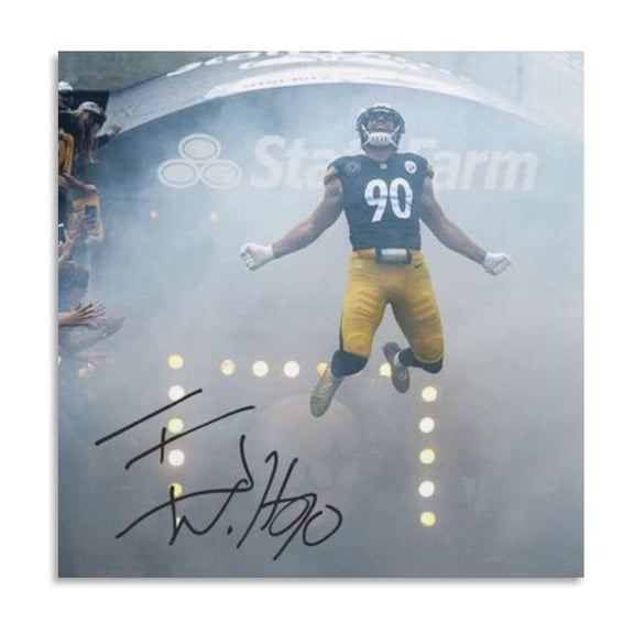 TJ Watt Signed Poster Poster Decorative Painting Canvas Wall Art Living Room Posters Bedroom Painting 16x16inch(40x40cm)