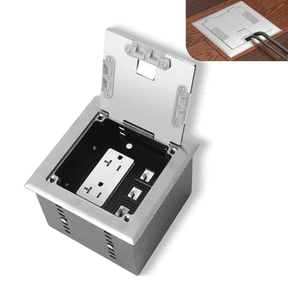 KYHSHJ Recessed Flat Hidden Socket Kit with 20 Amp Stainless Steel TR Receptacle Outlet Stainless+3-Port RJ45 Datacom Receptacle.Internal Height Adjustable，Corrosive Resistant Hardware，Silver