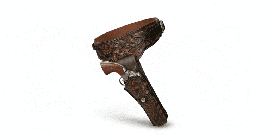 TJAYZ Western Drop Loop Leather Gun Belt and Holster, Right Hand, 44/45 Caliber, BROWN 48"