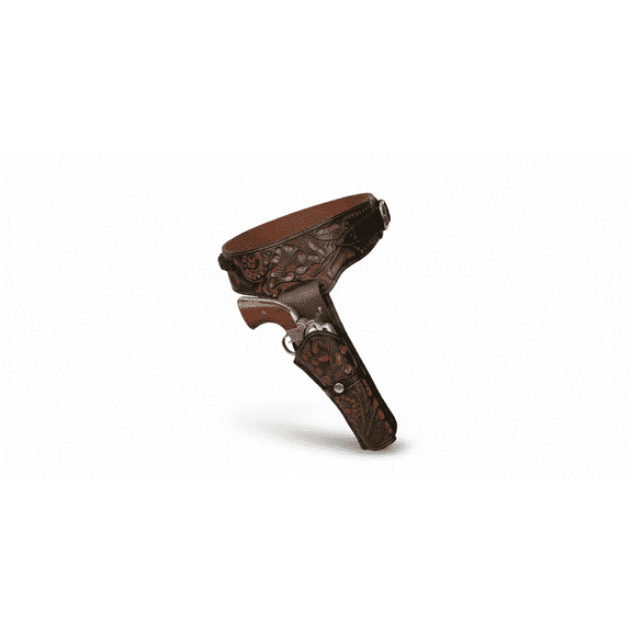 TJAYZ Western Drop Loop Leather Gun Belt and Holster, Right Hand, 44/45 Caliber, BROWN 52"