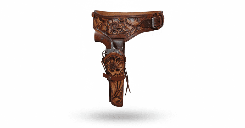 TJAYZ Western Drop Loop Leather Gun Belt and Holster, Right Hand, 44/45 Caliber, HARVEST 40"