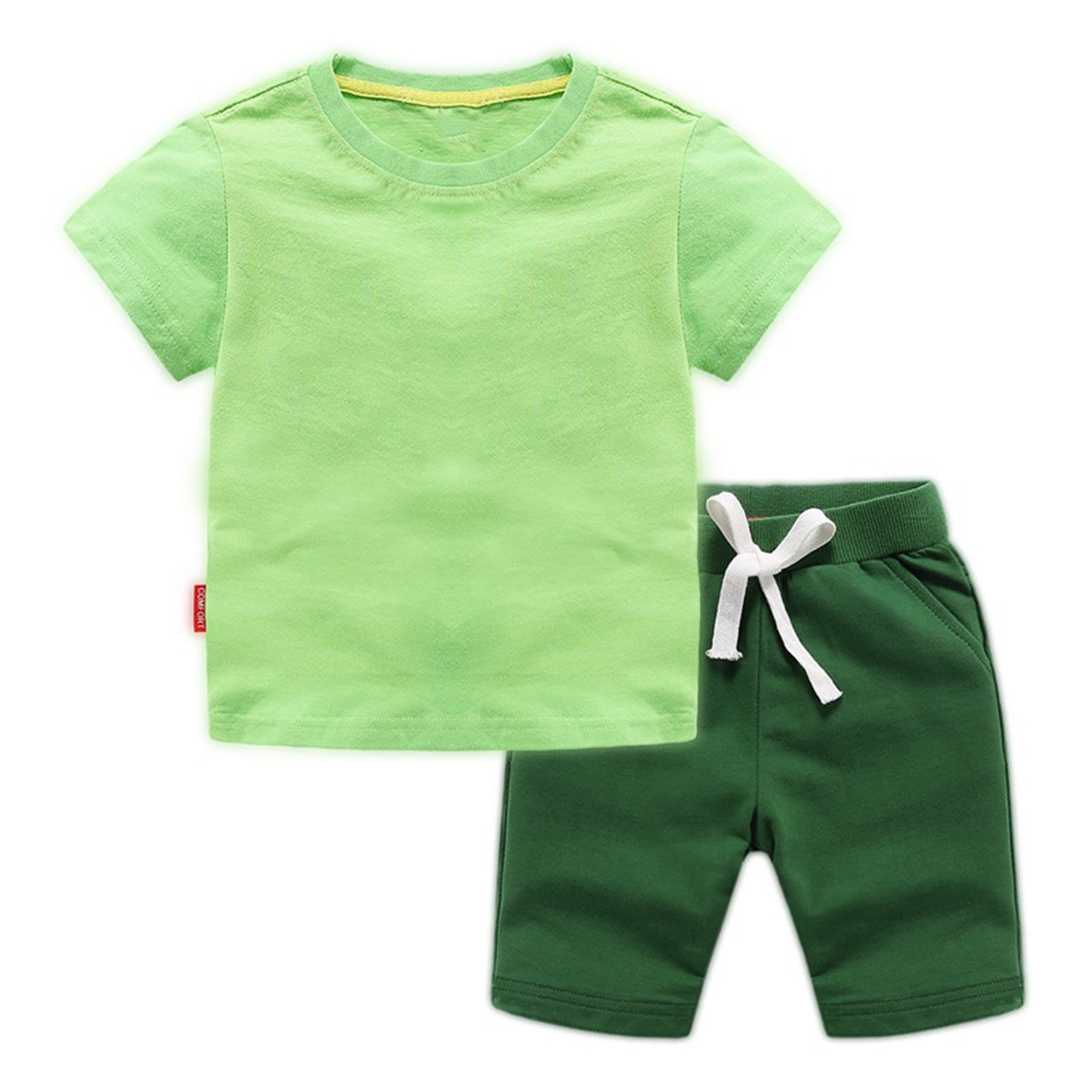 TJAZFJPA 80S Outfit Children's Short Sleeved Shorts Summer Solid Color Children's T Shirt Cotton Boys and Girls Two Piece Suit Toddler Fall Outfits Boy Baby Clothes for Boys Newborn Summer