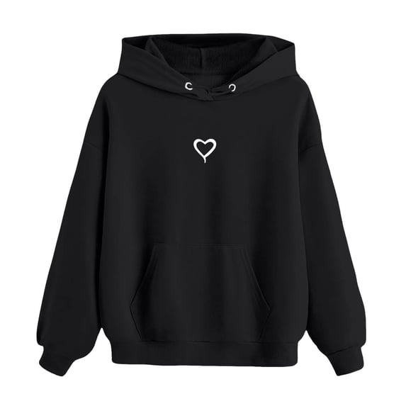 TJAZFJPA Aesthetic Hoodies Girls Heart Graphic Print Long Sleeve Hooded Sweatshirt Pullover Tops Baby Hoodie Cute Sweatshirts 8-9 Years