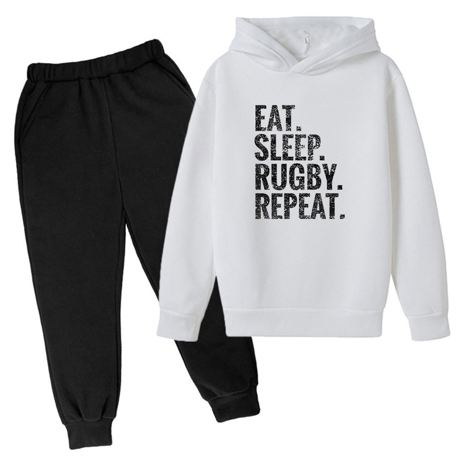 TJAZFJPA Baby Boy Summer Outfit Organic New Hooded Sweatshirt Football Letter Printed Hoodie Pants Children's Casual Two Piece Fashion Trend American Football Fans Sports Gift Athletic Sweatsuits