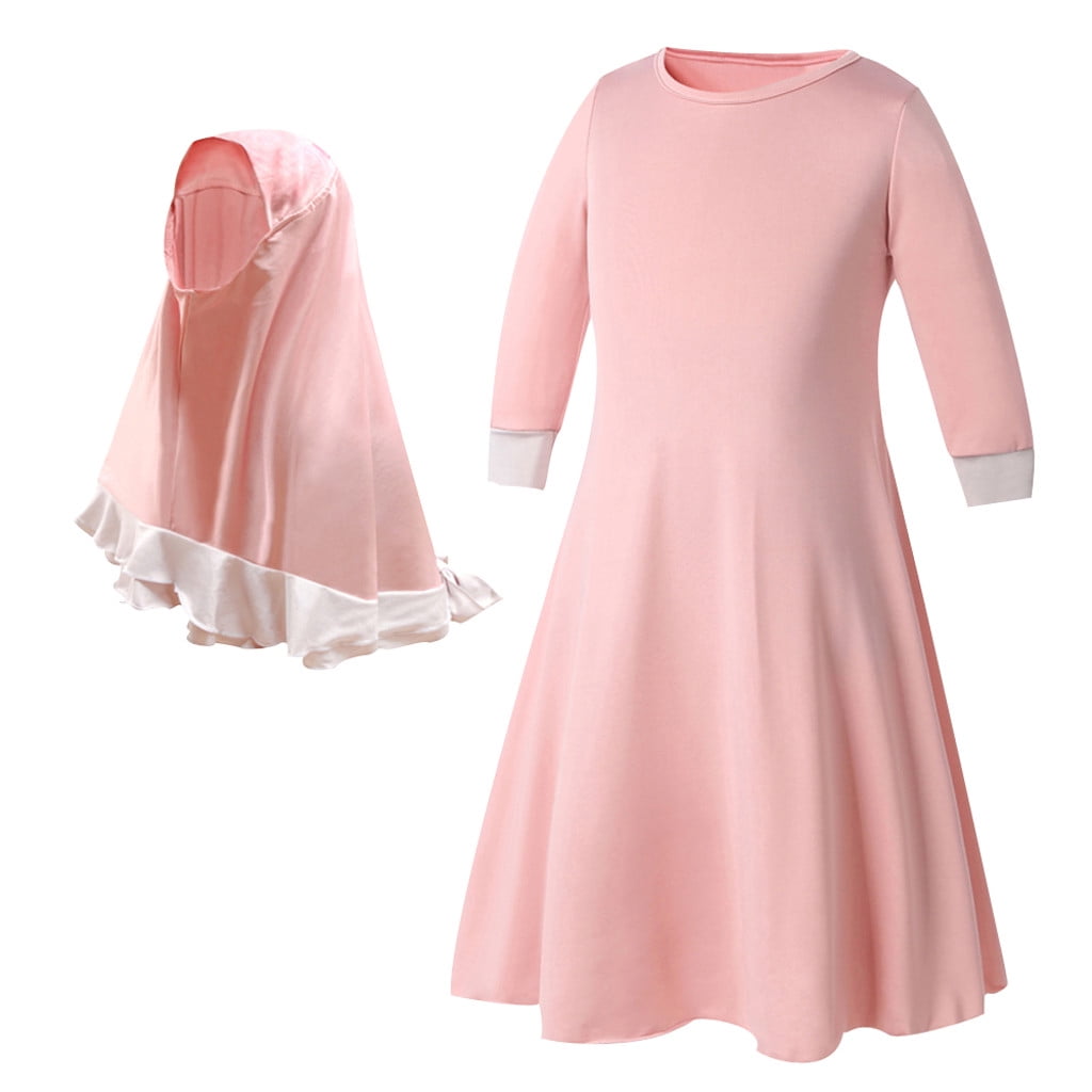 TJAZFJPA Baby Outfits Toddler Baby Kid Girl Ramadan Abaya Dubai Robe Traditional Clothing Dress Toddler Dance Outfits Italian Summer Outfits