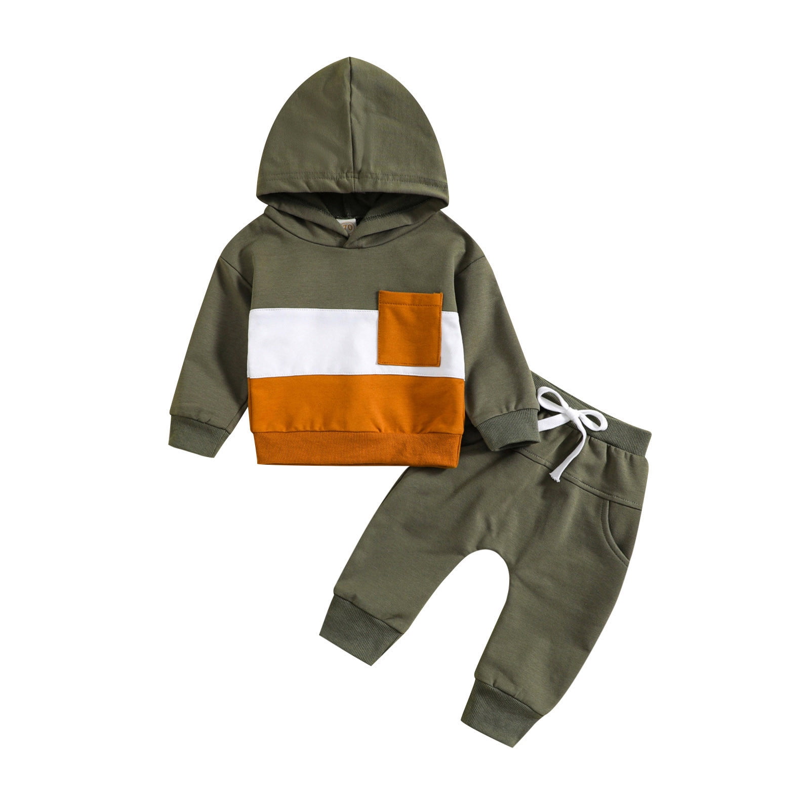 TJAZFJPA Baptism Outfits for Boys Toddler Boys Girls Long Sleeve Patchwork Colour Hooded T Shirt Pullover Tops Pants Outfits First Birthday Outfit Boy Space Baby Boy Clothes Newborn Summer