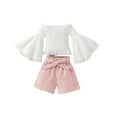 thumbnail image 1 of TJAZFJPA Big Sister Little Sister Matching Outfits Halloween Kids Toddler Baby Girls Spring Summer Solid Cotton Ribbed Ruffle Long Sleeve Tops Shorts Outfits Clothes Shorts Outfits for Girls, 1 of 8