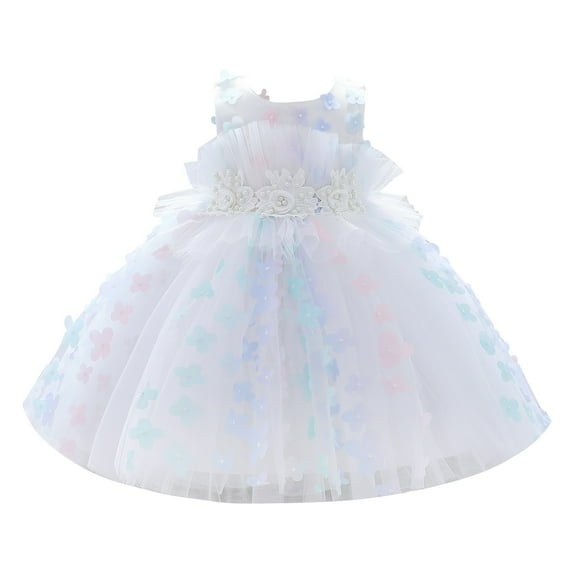 TJAZFJPA Candy Cane Dress Girls Girl's Flower Sequin Princess Dress Summer Sleeveless Multi Layer Long Skirt Waist Pearl Decoration Cute Dress Black Homecoming Dress 18-24 Months