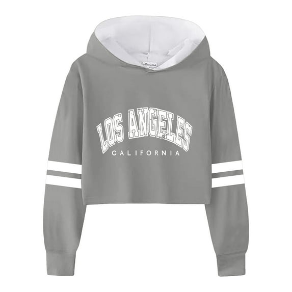 TJAZFJPA Custom Hoodie Girls Sweatshirt Girls Kids Casual Loose Active Full Sleeves Hoodies Sweatshirts Hooded Short Pullover Letter Print Striped Teen Crop Tops Girls Tops Girls Sweatshirt 6-7 Years