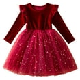 thumbnail image 1 of TJAZFJPA Girls Formal Dresses Size 7-8 Short Toddler Girls Winter Long Sleeve Mesh Patchwork Princess Dress Party Custome Girls Dresses Size 10-12 Summer 5-6 Years, 1 of 4