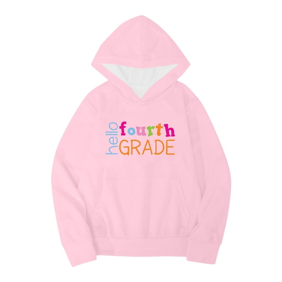 TJAZFJPA Kids Hoodies Plain Kids Boys Girls Autumn Winter School Season Fourth Grade Letter Printed Long Sleeve Hoodie Warm and Comfortable Tops Children's Clothing Fall Hoodies 6-7 Years