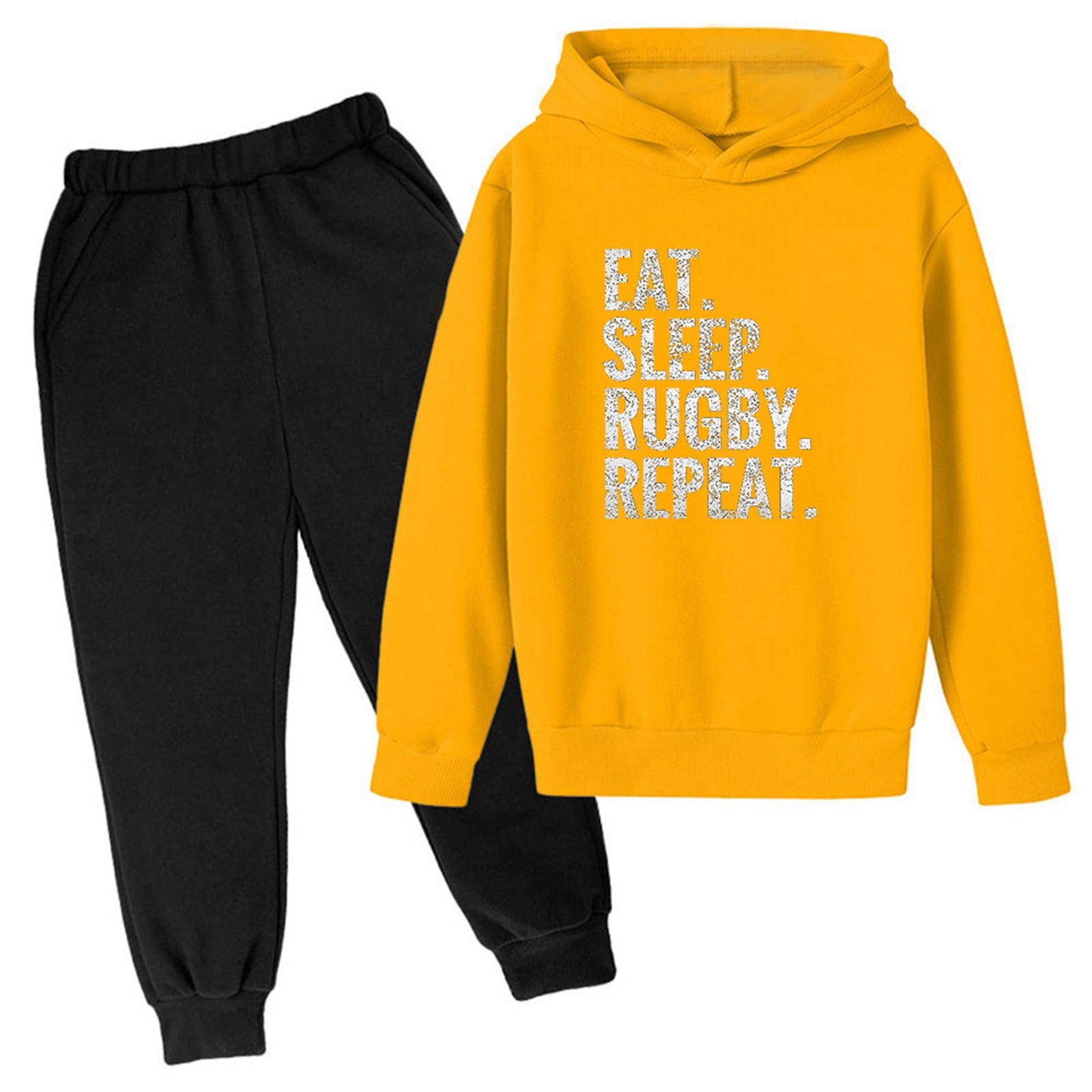 TJAZFJPA Kids Sweatsuit Boys Toddler New Hooded Sweatshirt Football Letter Printed Hoodie Pants Children's Casual Two Piece Fashion Trend American Football Fans Sports Gift Athletic Sweatsuits