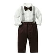 thumbnail image 1 of TJAZFJPA Local Boy Outfitters Toddler Boys Long Sleeve Shirt Tops Pants with Tie Child Kids Gentleman Outfits Party Dress Little Brother Newborn Outfit First Birthday Outfit Boy Space, 1 of 5